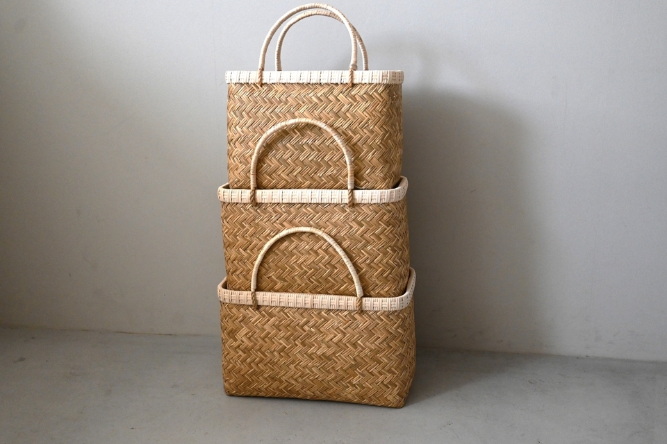 飾り縁の篠竹買い物かご - ウェブショップ - jokogumo - よこぐも
