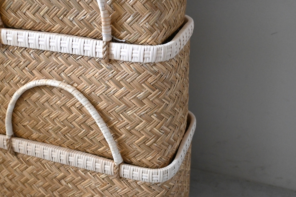飾り縁の篠竹買い物かご
