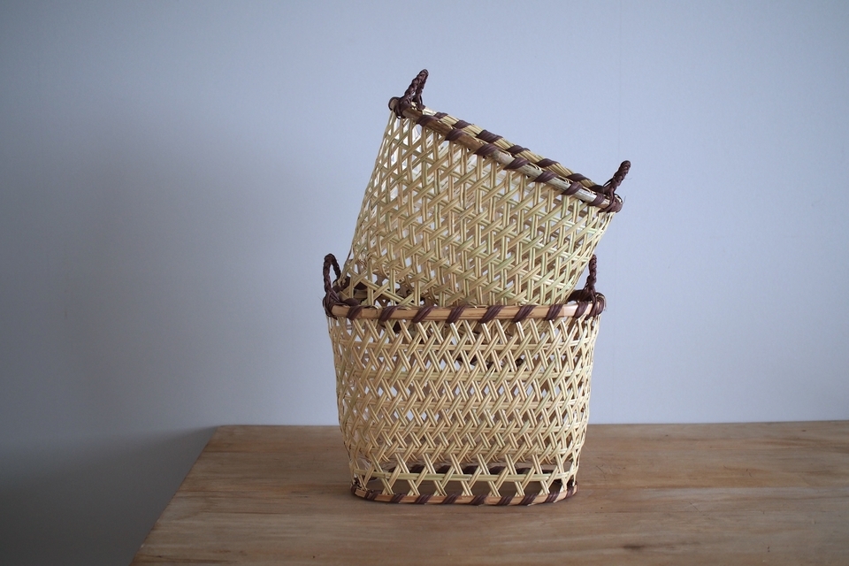 篠竹の縦型スリムバスケット 楕円 - ウェブショップ - jokogumo - よこぐも