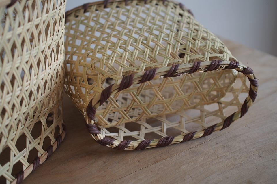 篠竹の縦型スリムバスケット 楕円 - ウェブショップ - jokogumo - よこぐも